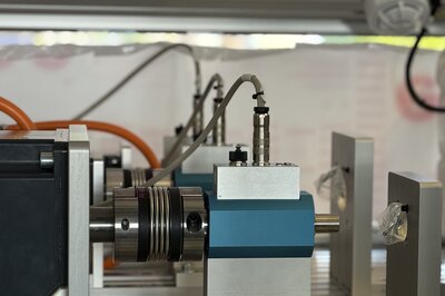 Several technical elements that are connected and fitted with cables.